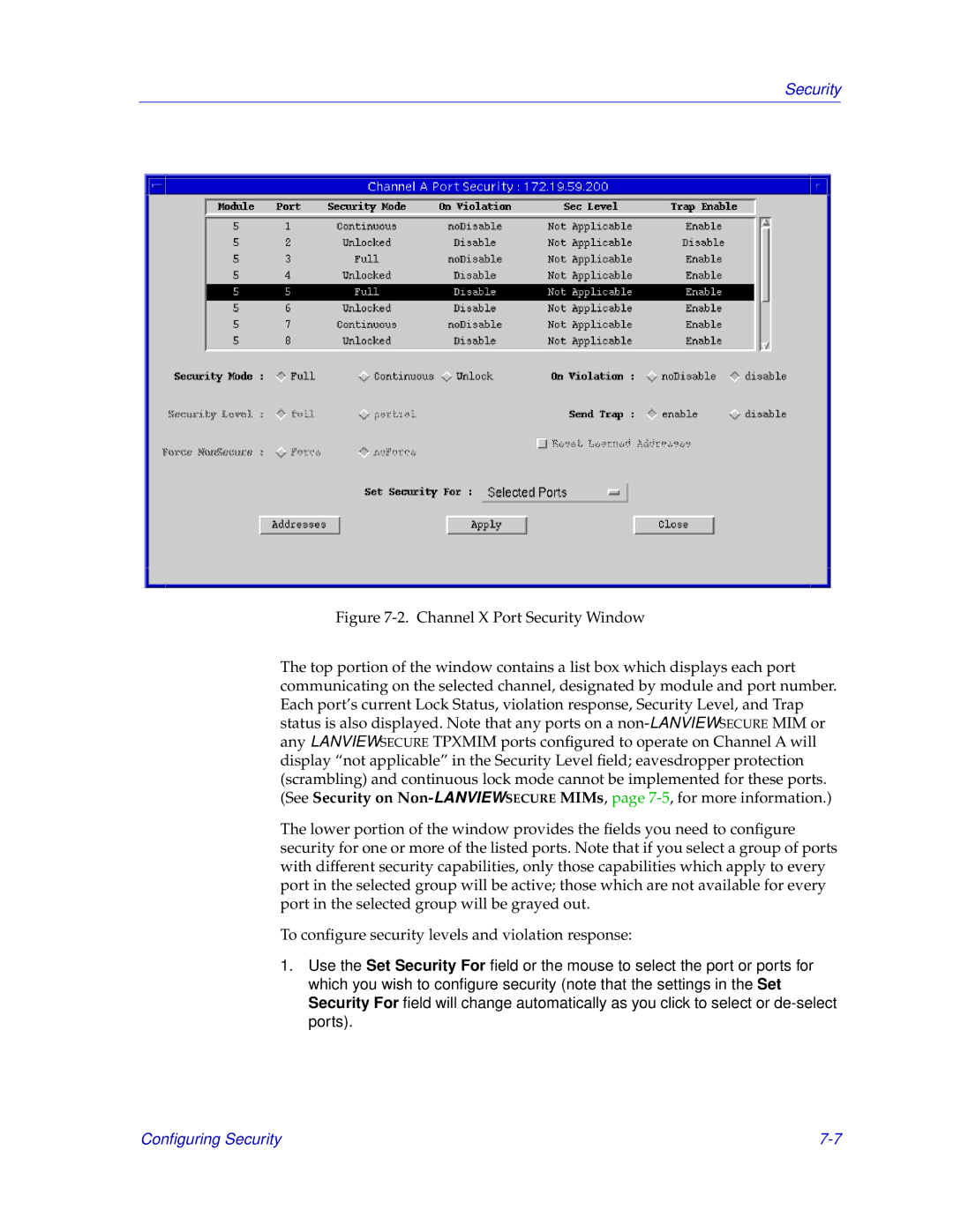 Cabletron Systems EMM-E6 manual Security 