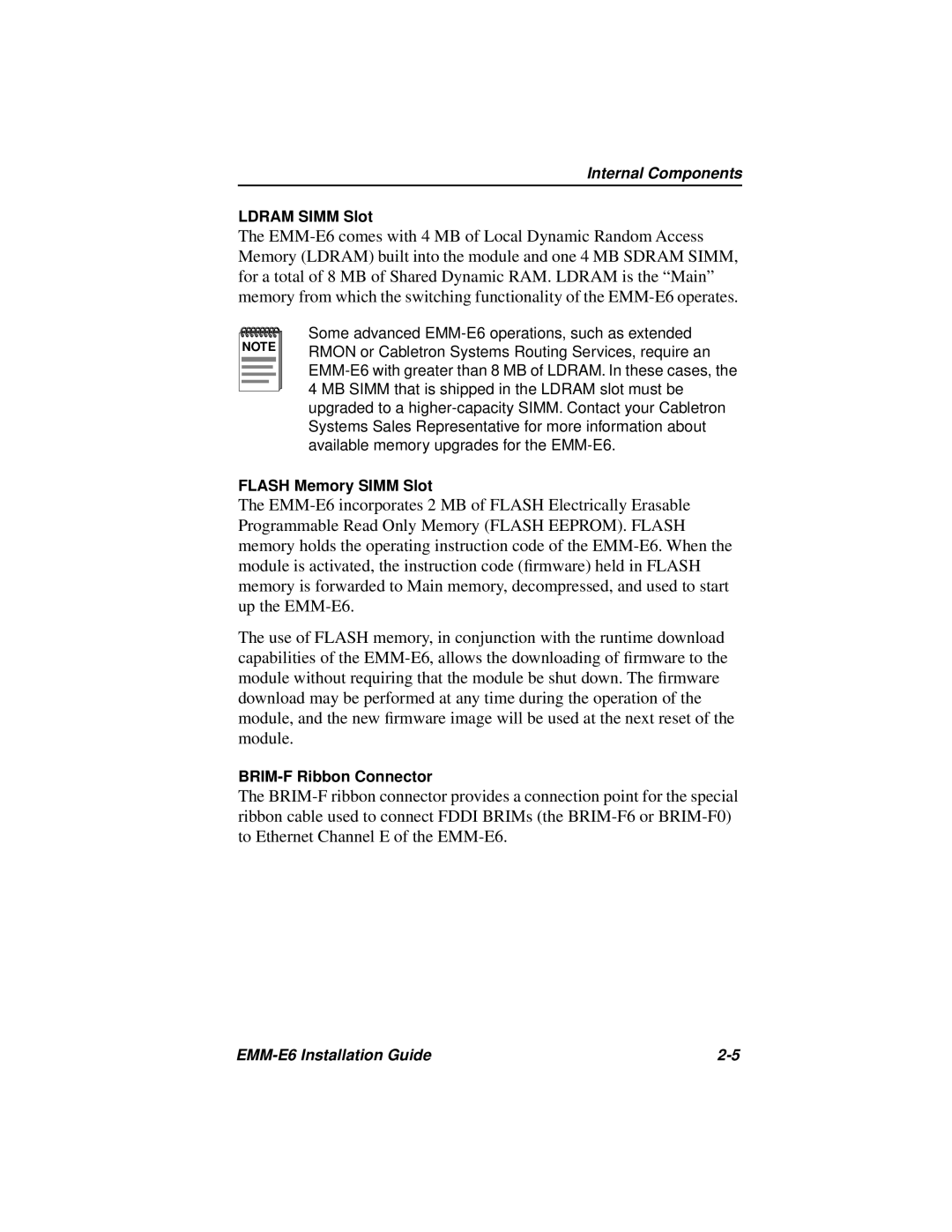 Cabletron Systems EMM-E6 manual Ldram Simm Slot 