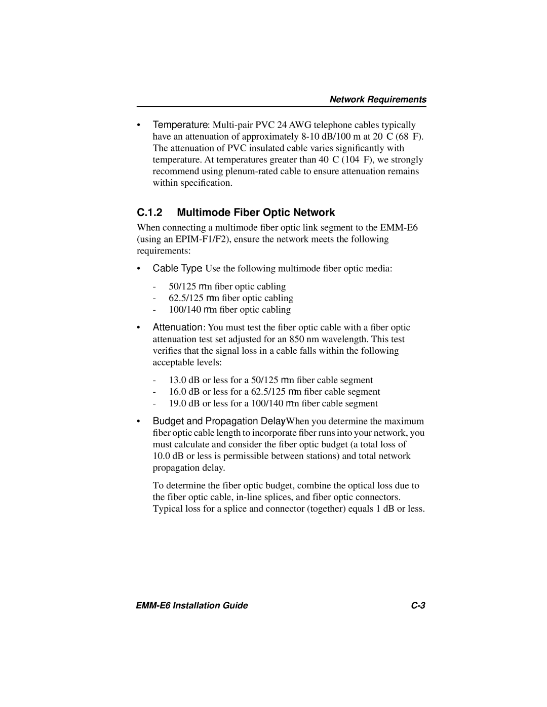 Cabletron Systems EMM-E6 manual Multimode Fiber Optic Network 