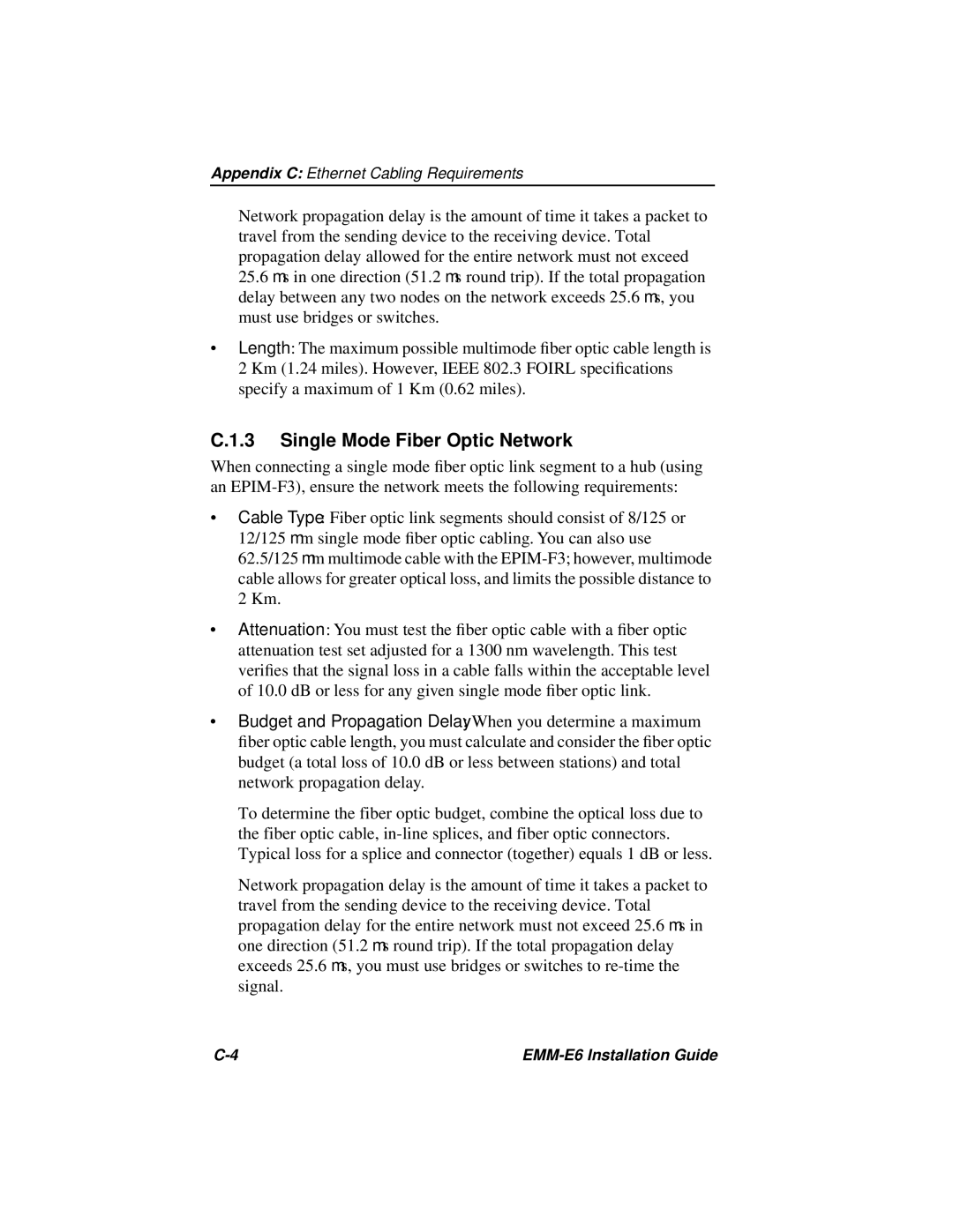 Cabletron Systems EMM-E6 manual Single Mode Fiber Optic Network 