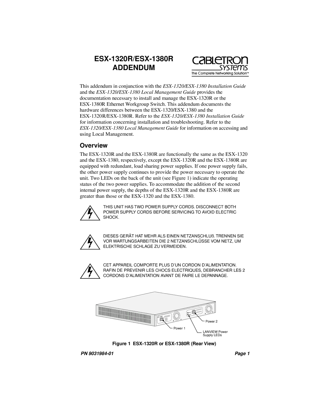 Cabletron Systems ESX-1380 manual Addendum, Overview 