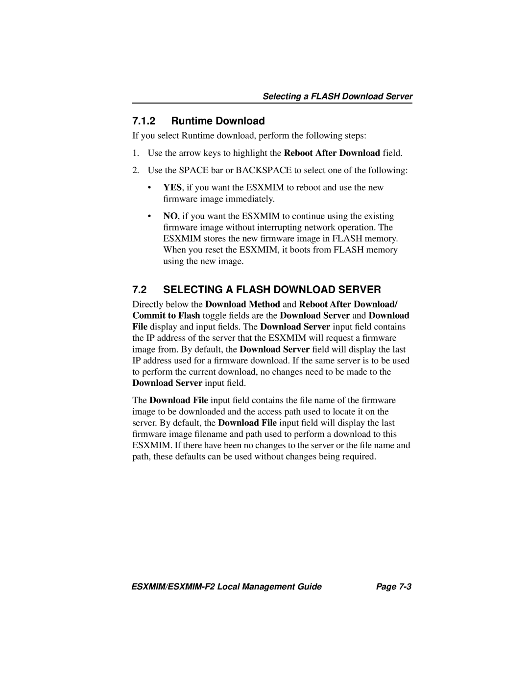 Cabletron Systems ESXMIM-F2 manual Runtime Download, Selecting a Flash Download Server 