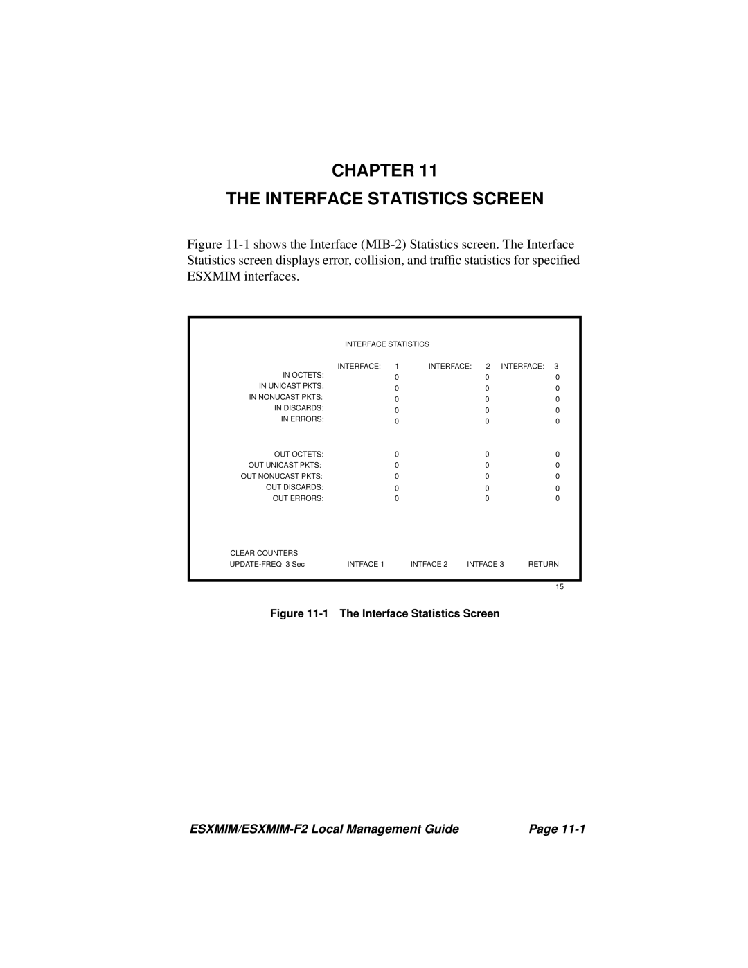 Cabletron Systems ESXMIM-F2 manual Chapter Interface Statistics Screen 