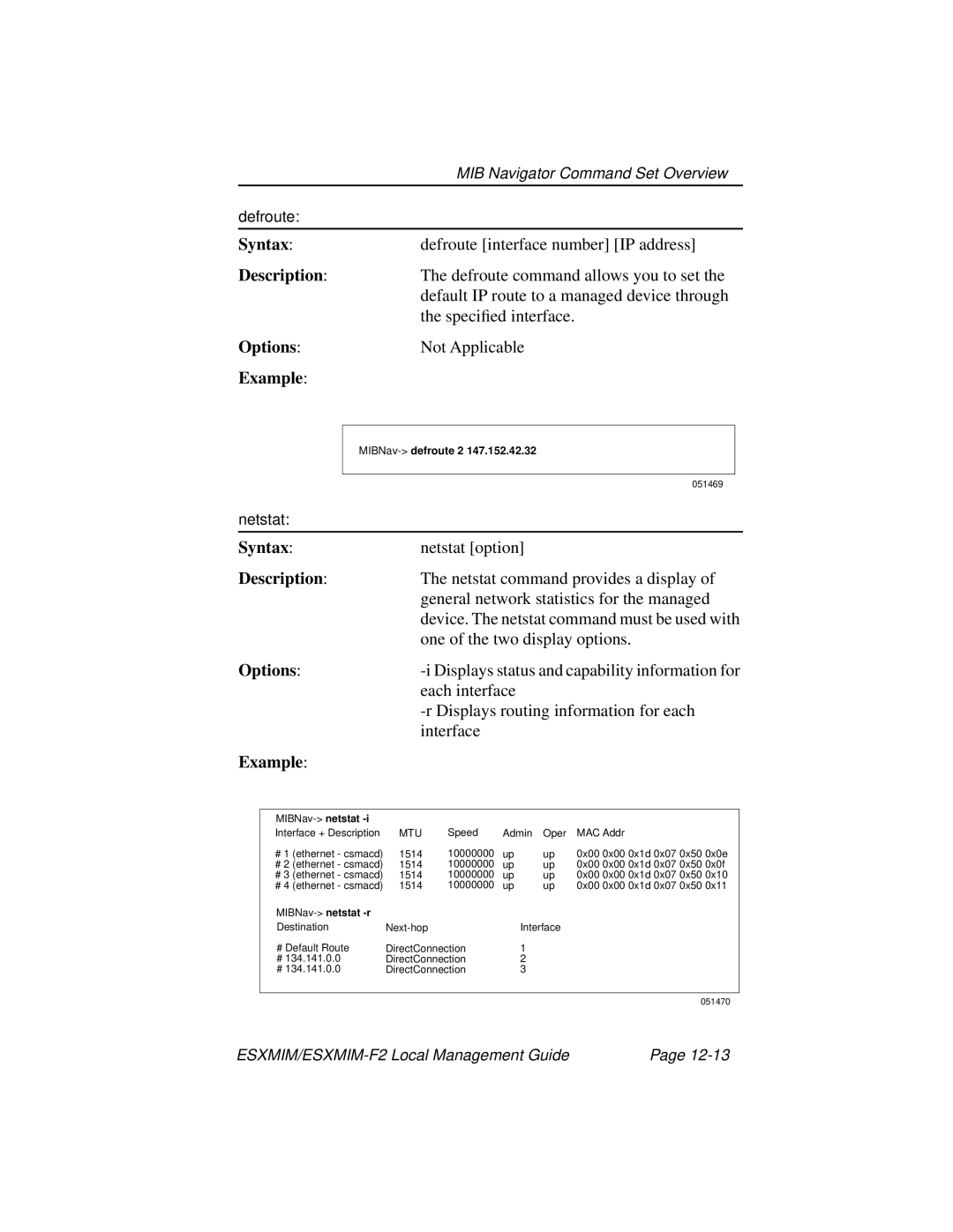 Cabletron Systems ESXMIM-F2 manual Defroute interface number IP address 