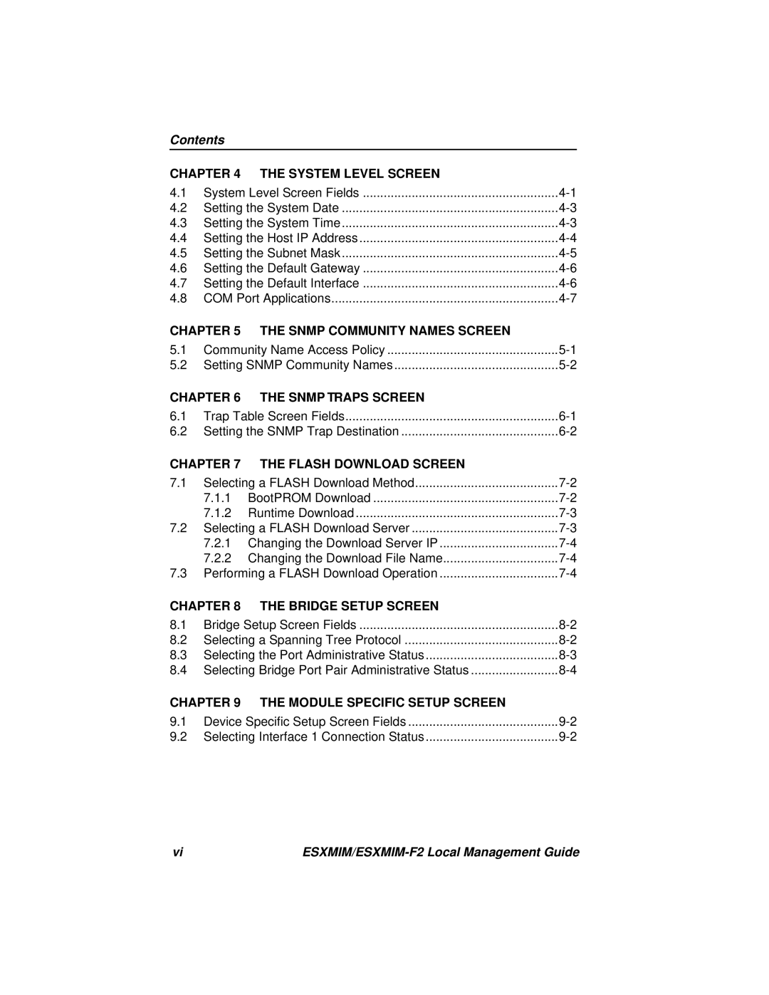 Cabletron Systems ESXMIM-F2 manual Contents 