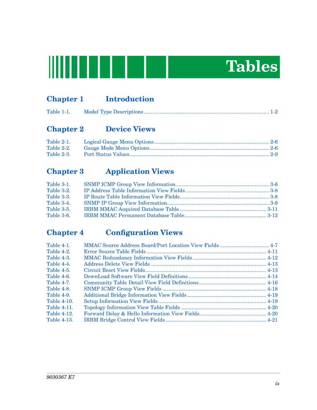 Cabletron Systems Ethernet Hubs manual Tables 