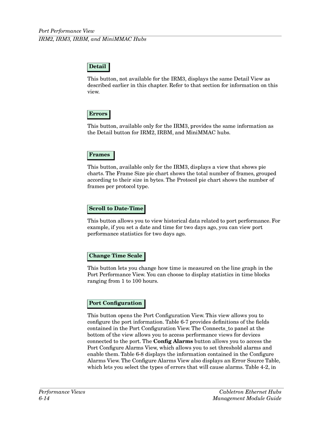 Cabletron Systems Ethernet Hubs manual Detail, Port Conﬁguration 