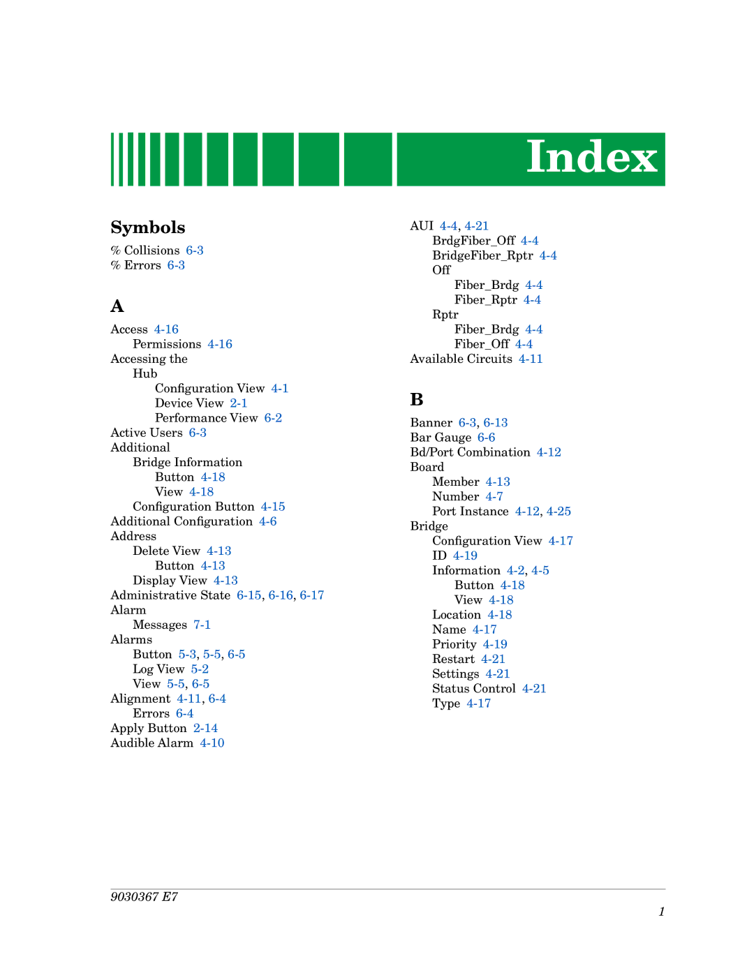 Cabletron Systems Ethernet Hubs manual Index, Symbols 