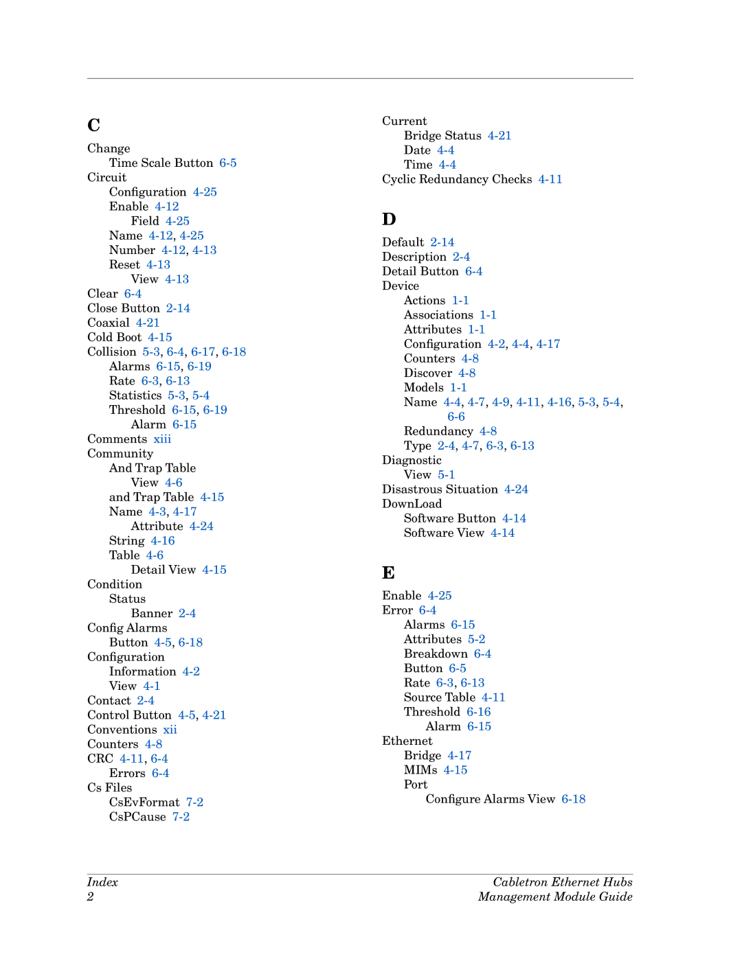 Cabletron Systems manual Name 4-12,4-25, Index Cabletron Ethernet Hubs Management Module Guide 