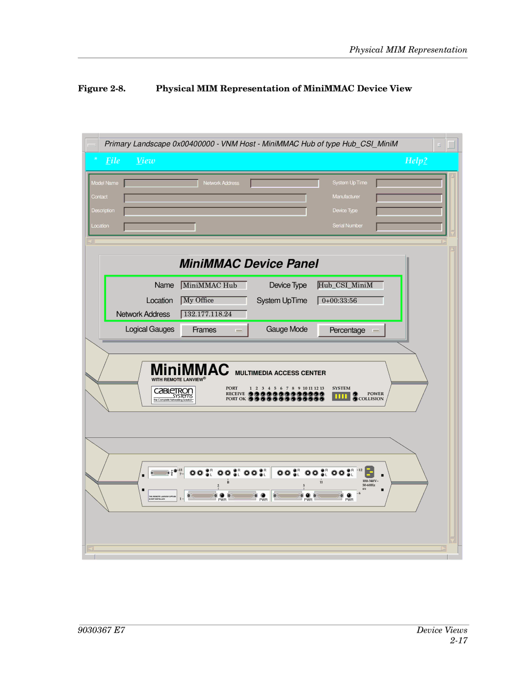 Cabletron Systems Ethernet Hubs manual Physical MIM Representation of MiniMMAC Device View 