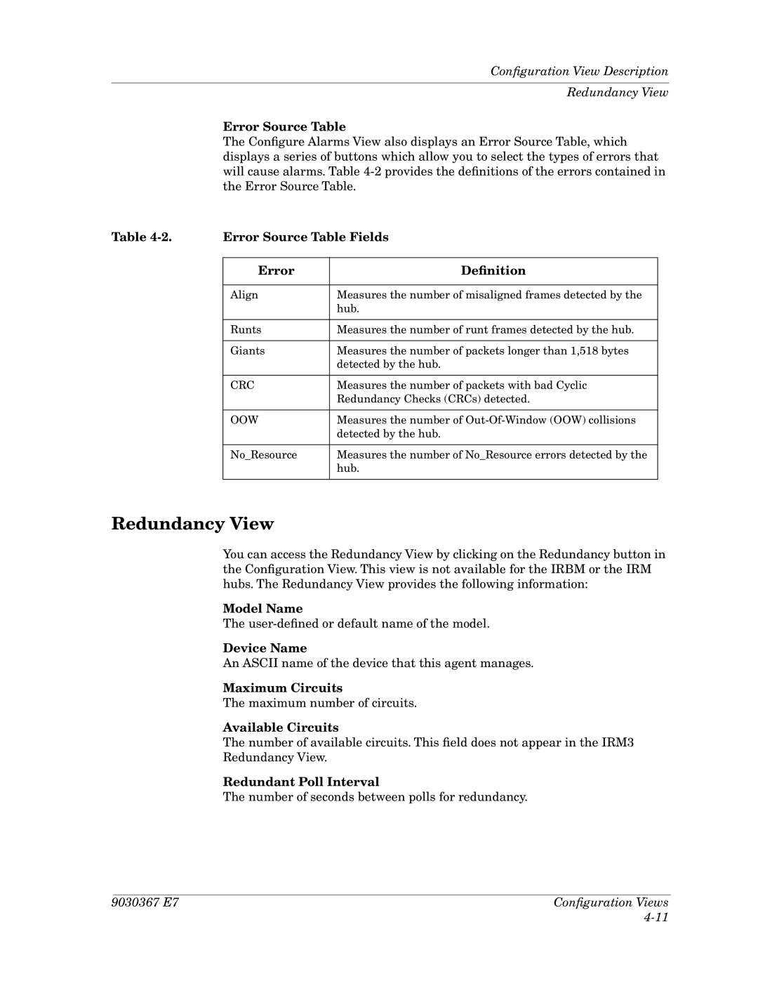 Cabletron Systems Ethernet Hubs manual Redundancy View 