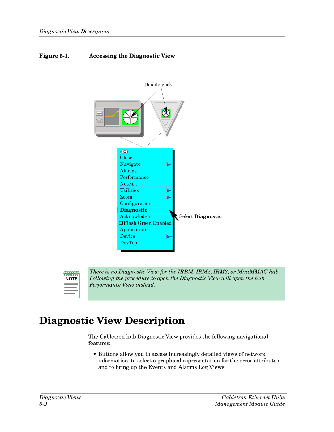 Cabletron Systems Ethernet Hubs manual Diagnostic View Description 