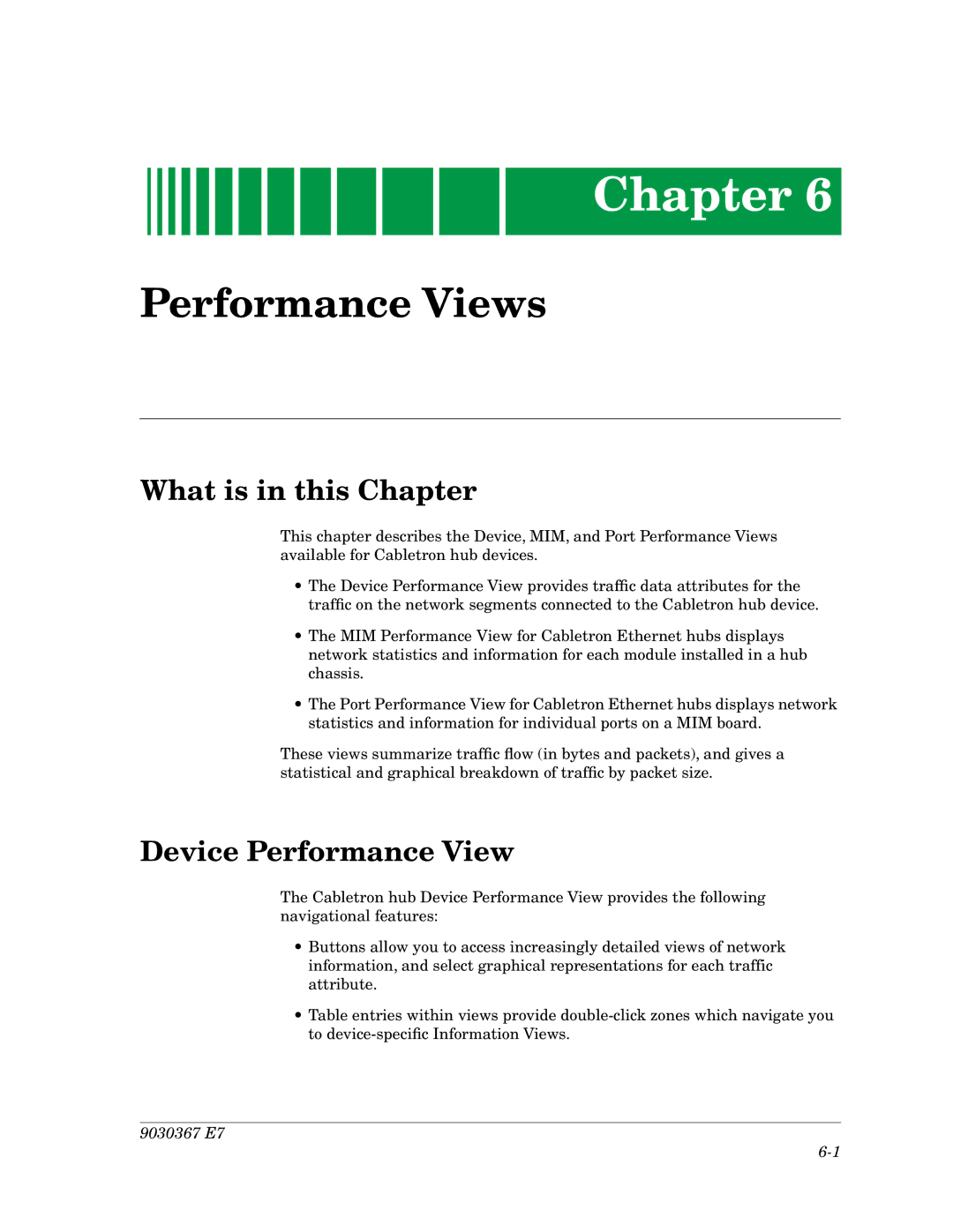 Cabletron Systems Ethernet Hubs manual Performance Views, Device Performance View 