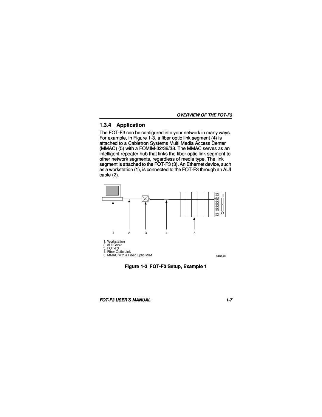 Cabletron Systems user manual Application, 3 FOT-F3 Setup, Example 