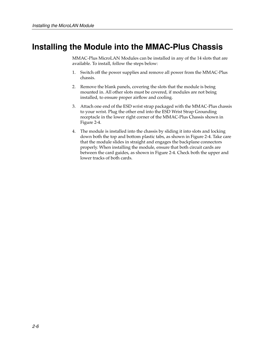 Cabletron Systems FDDI Repeater manual Installing the Module into the MMAC-Plus Chassis 