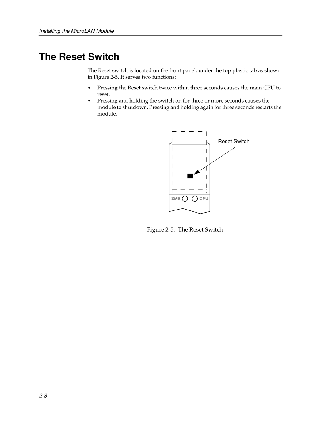 Cabletron Systems FDDI Repeater manual Reset Switch 