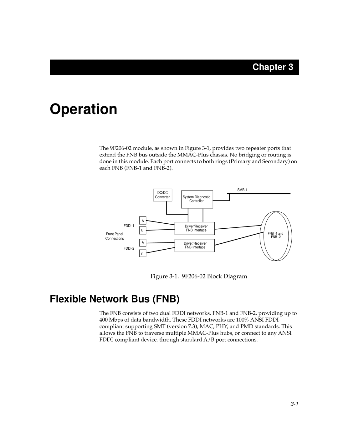 Cabletron Systems FDDI Repeater manual Operation, Flexible Network Bus FNB 