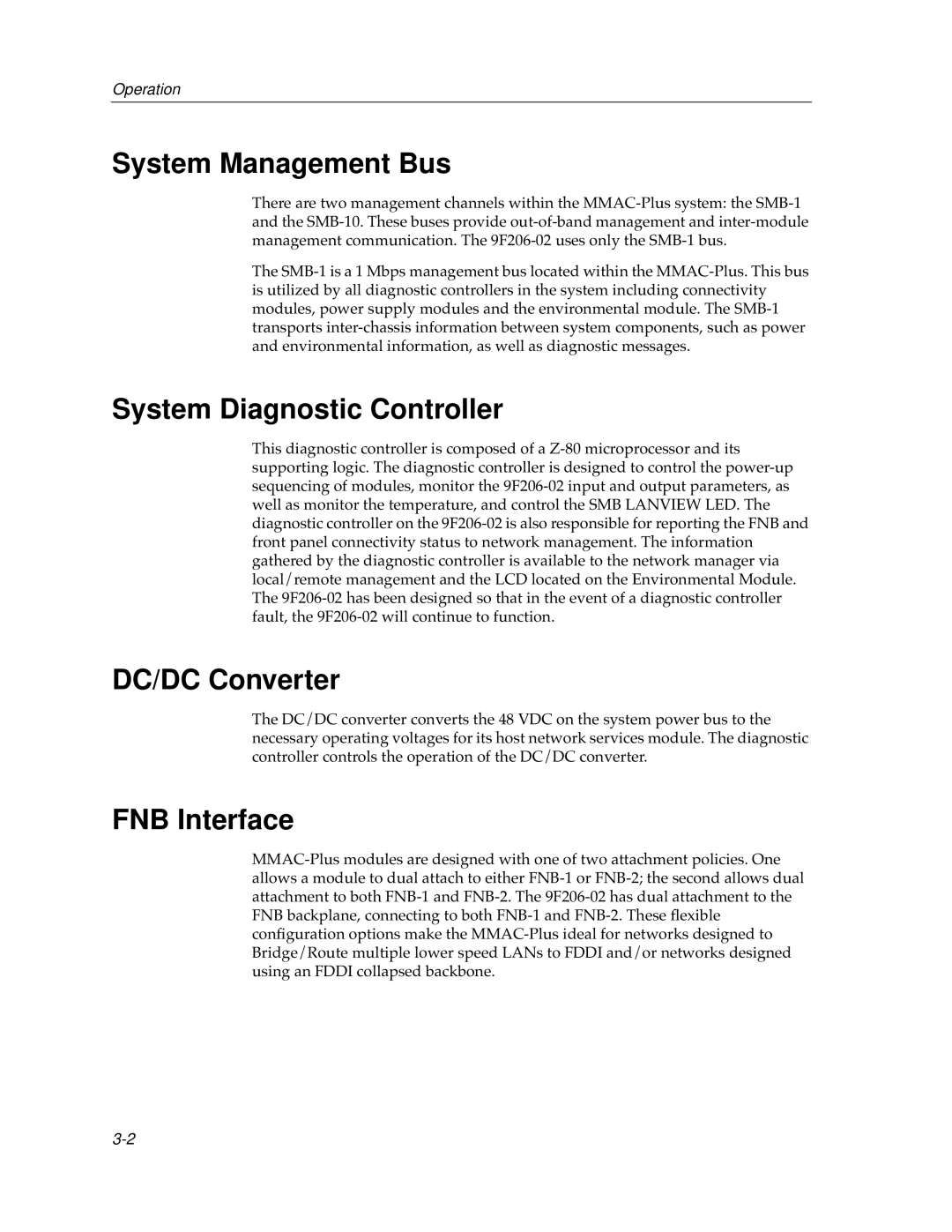 Cabletron Systems FDDI Repeater manual System Management Bus, System Diagnostic Controller, DC/DC Converter, FNB Interface 