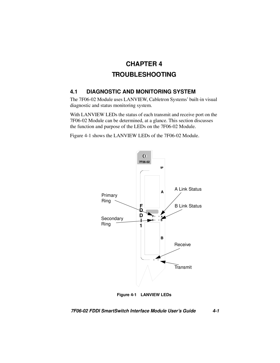 Cabletron Systems FDDI manual Chapter Troubleshooting, Diagnostic And Monitoring System, F D D 