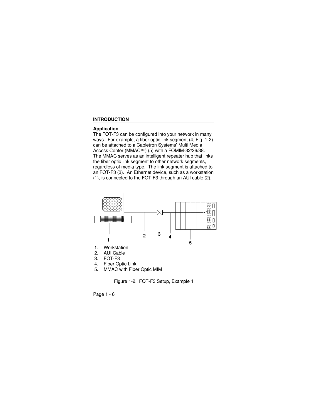 Cabletron Systems user manual Application, FOT-F3 Setup, Example 