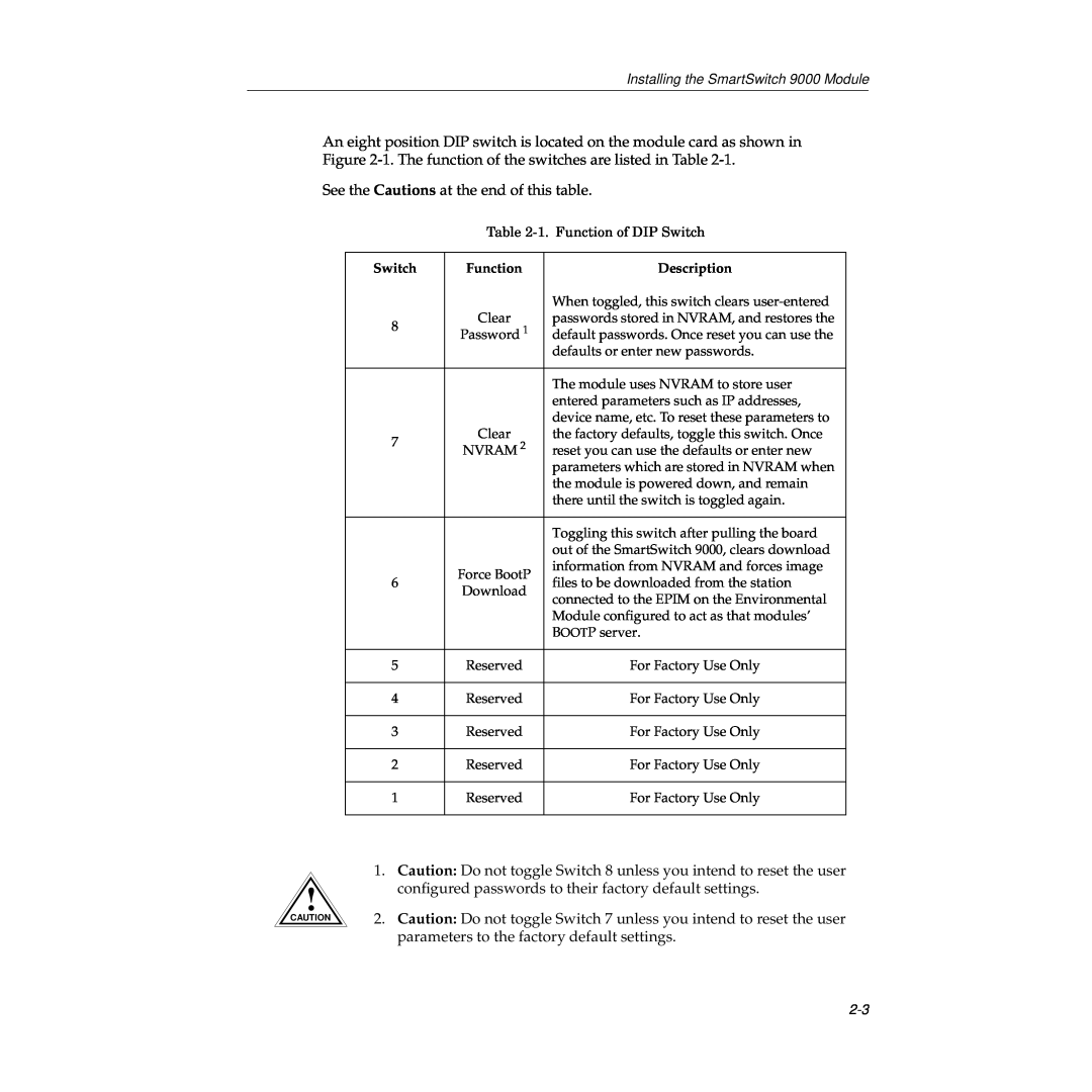 Cabletron Systems FPIM-02 manual See the Cautions at the end of this table 