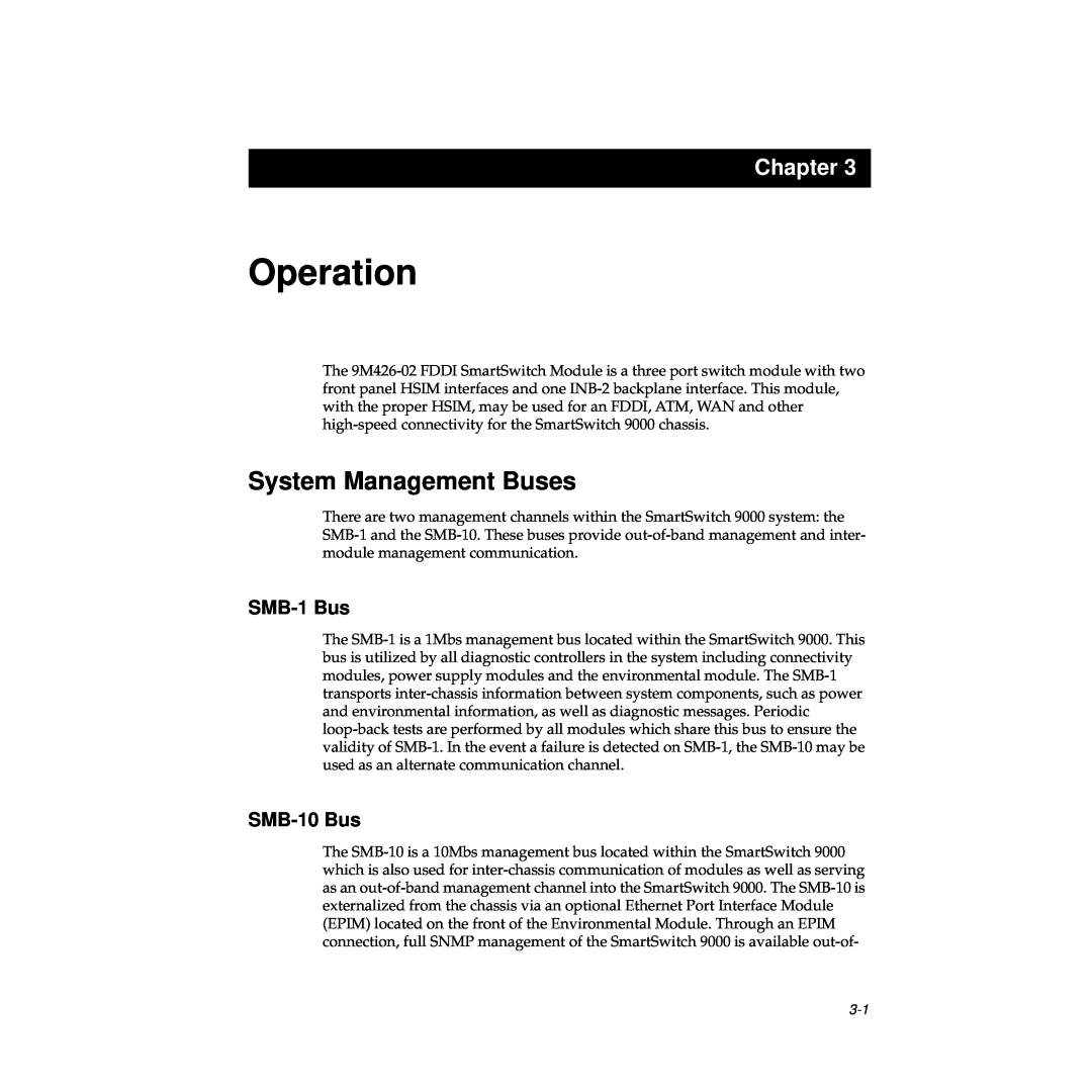 Cabletron Systems FPIM-02 manual Operation, System Management Buses, Chapter 