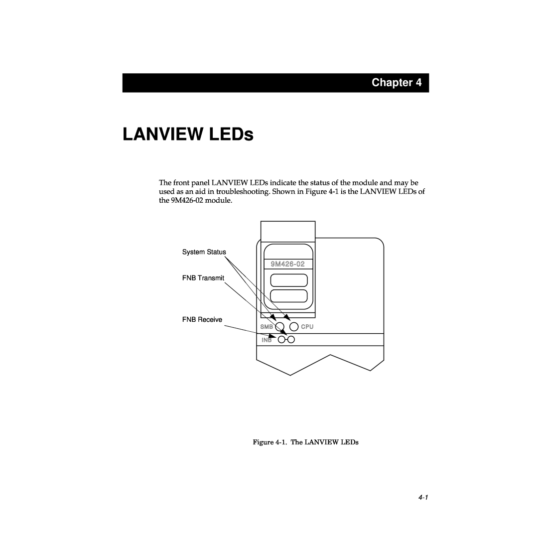 Cabletron Systems FPIM-02 manual LANVIEW LEDs, Chapter, System Status FNB Transmit, 9M426-02, FNB Receive, Smbcpu Inb 