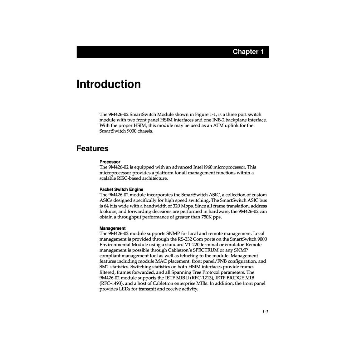 Cabletron Systems FPIM-02 manual Introduction, Features, Chapter 