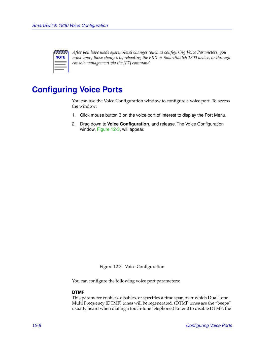 Cabletron Systems 1800, FRX4000, FRX6000 manual Conﬁguring Voice Ports, Dtmf 