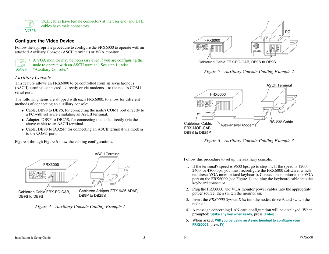 Cabletron Systems Netlink FRX4000, FRX6000 manual Auxiliary Console, Configure the Video Device 