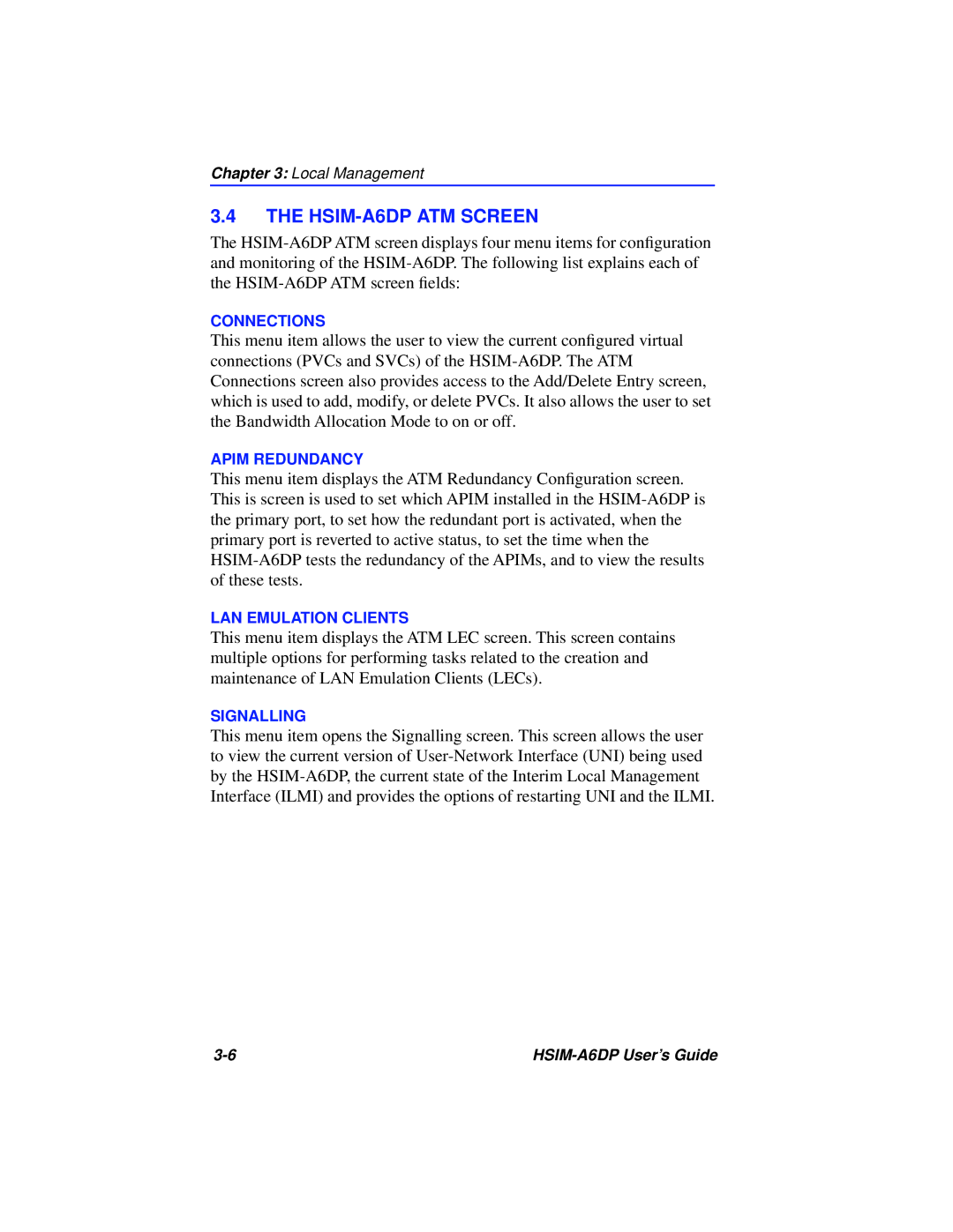 Cabletron Systems manual HSIM-A6DP ATM Screen 