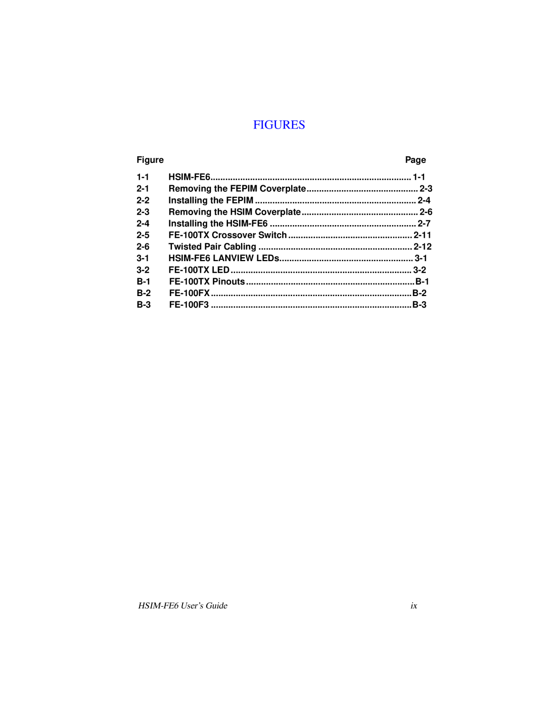 Cabletron Systems HSIM-FE6 manual Figures 