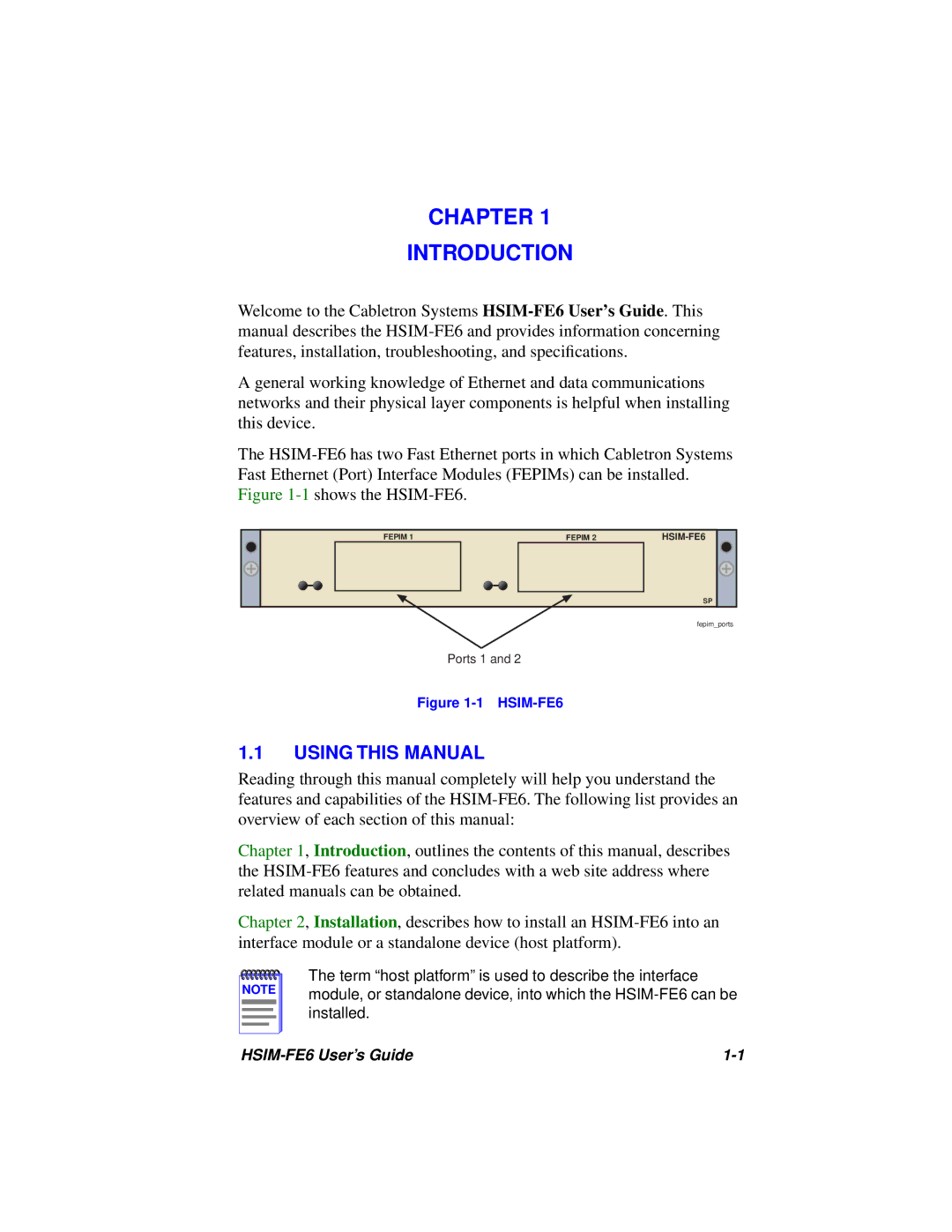 Cabletron Systems HSIM-FE6 manual Chapter Introduction, Using this Manual 