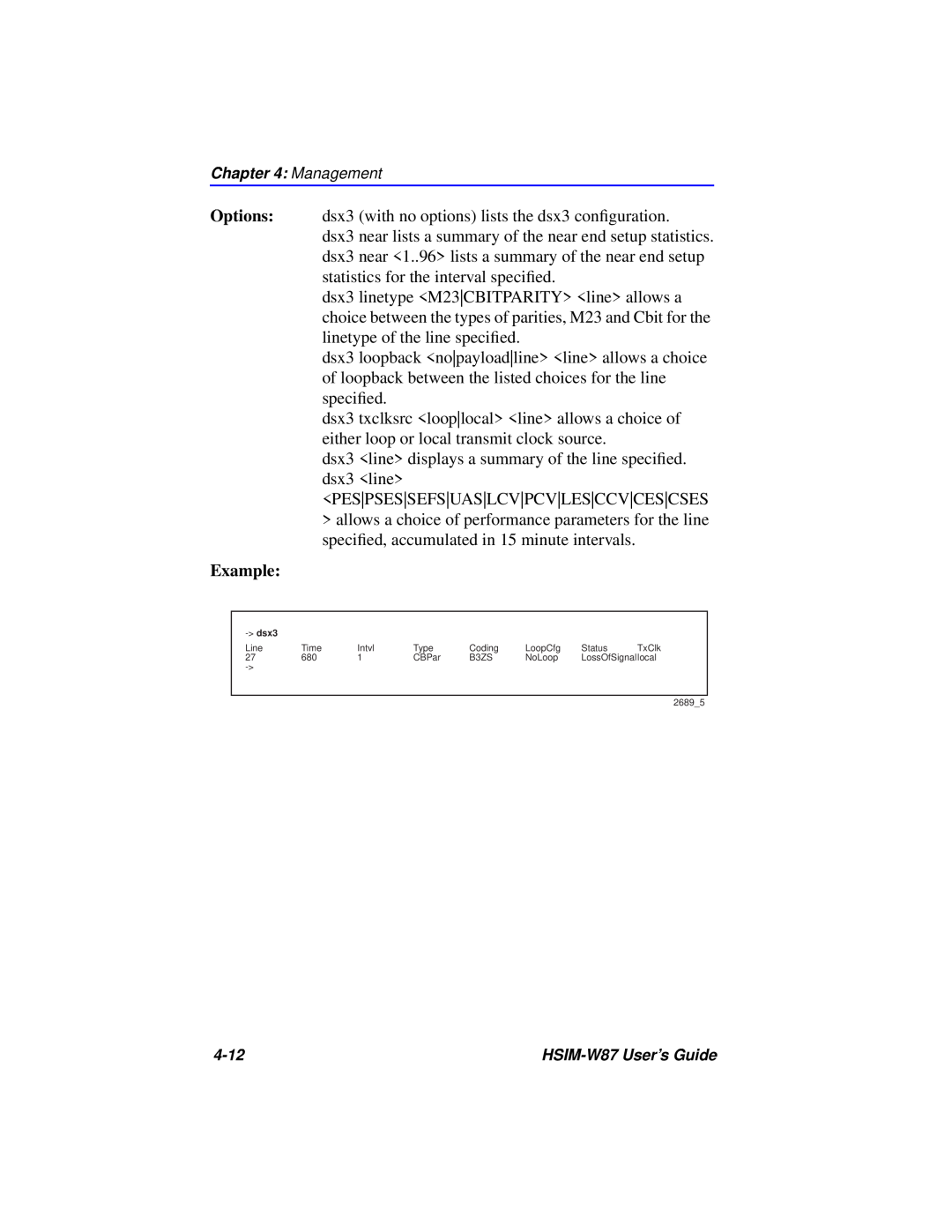Cabletron Systems HSIM-W87 manual Example, dsx3 