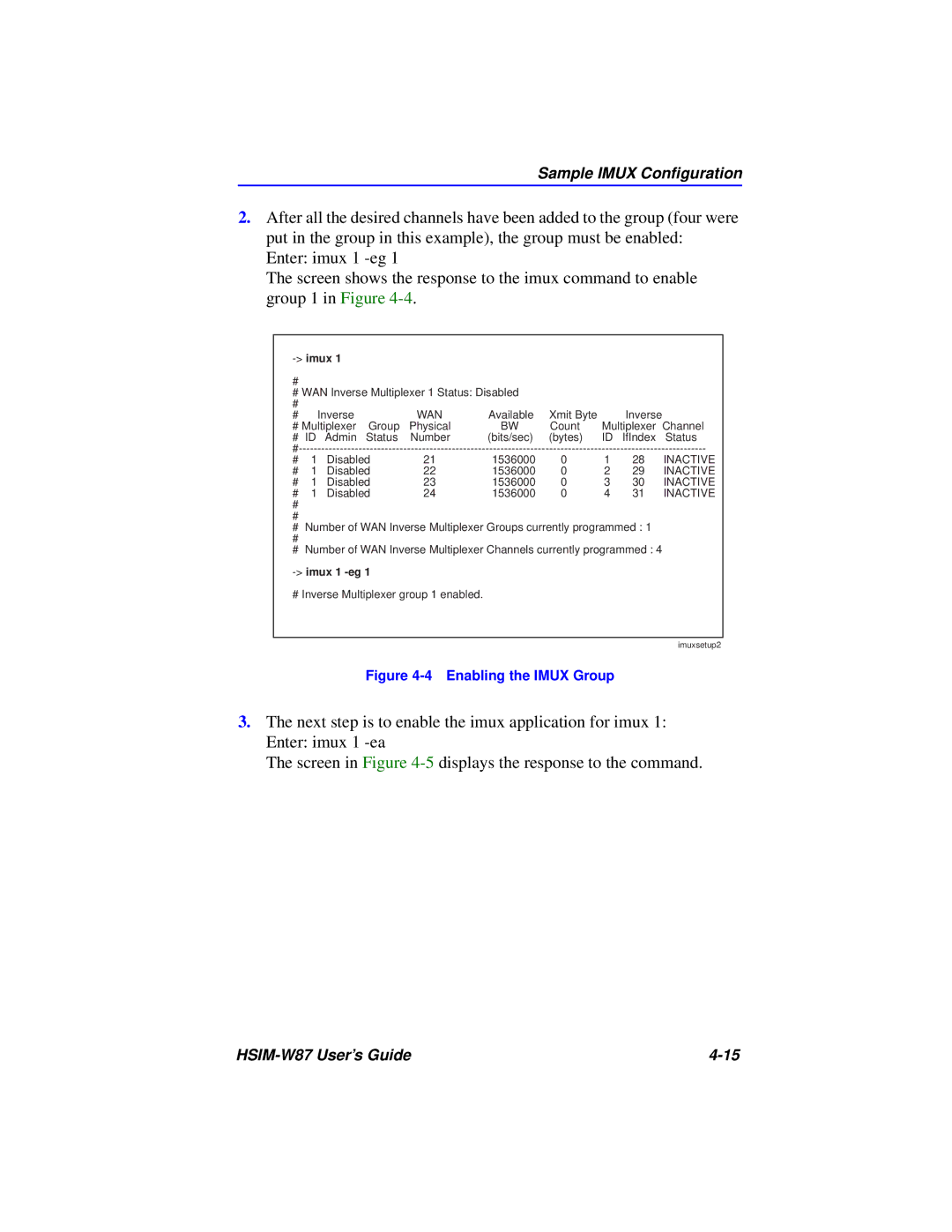 Cabletron Systems HSIM-W87 manual Sample Imux Conﬁguration 