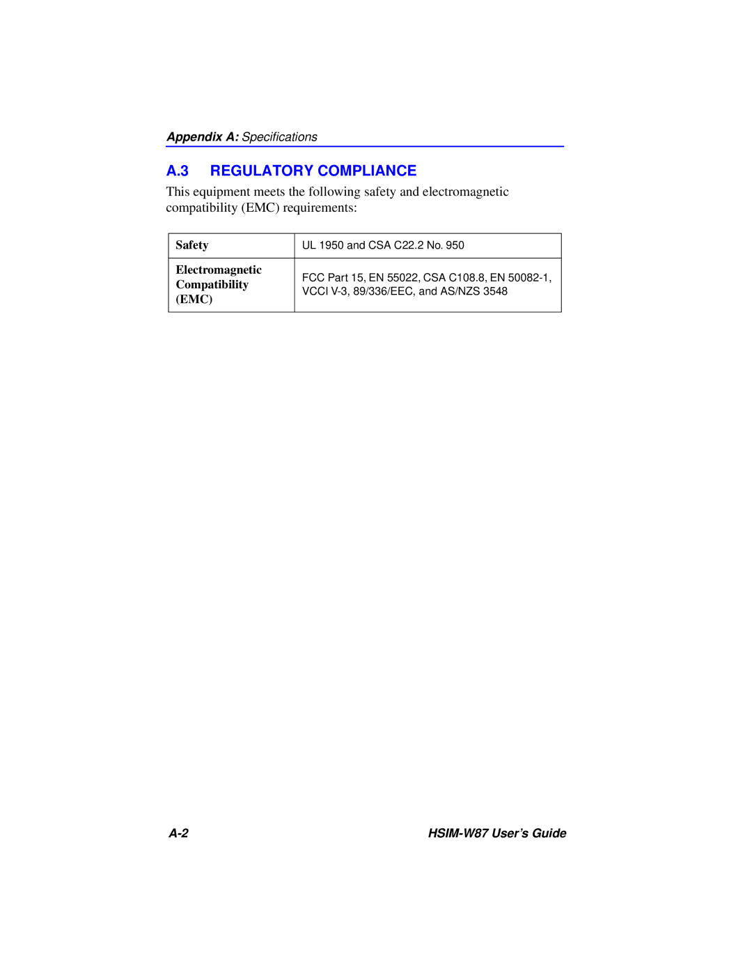 Cabletron Systems HSIM-W87 manual Regulatory Compliance 