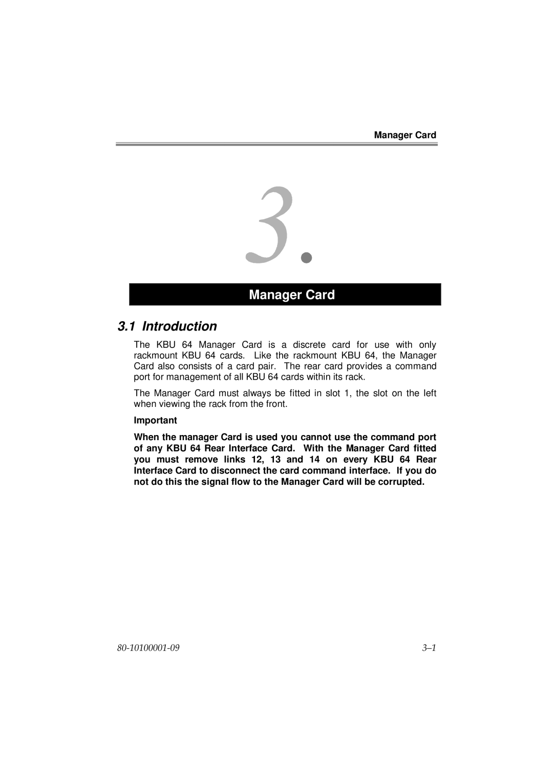 Cabletron Systems KBU64 Rackmount user manual Manager Card 