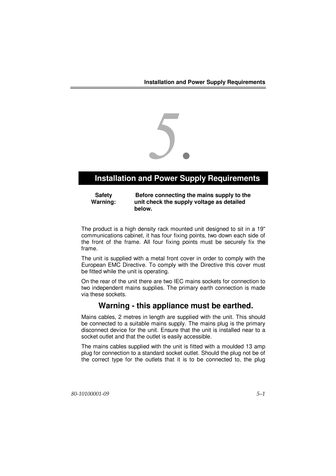 Cabletron Systems KBU64 Rackmount user manual Installation and Power Supply Requirements 