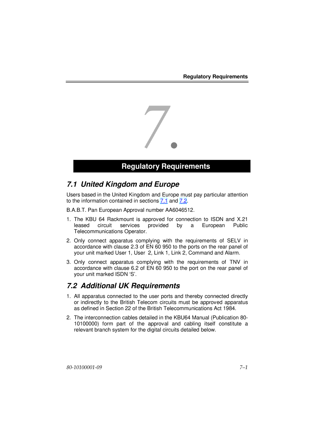 Cabletron Systems KBU64 Rackmount user manual United Kingdom and Europe, Additional UK Requirements 