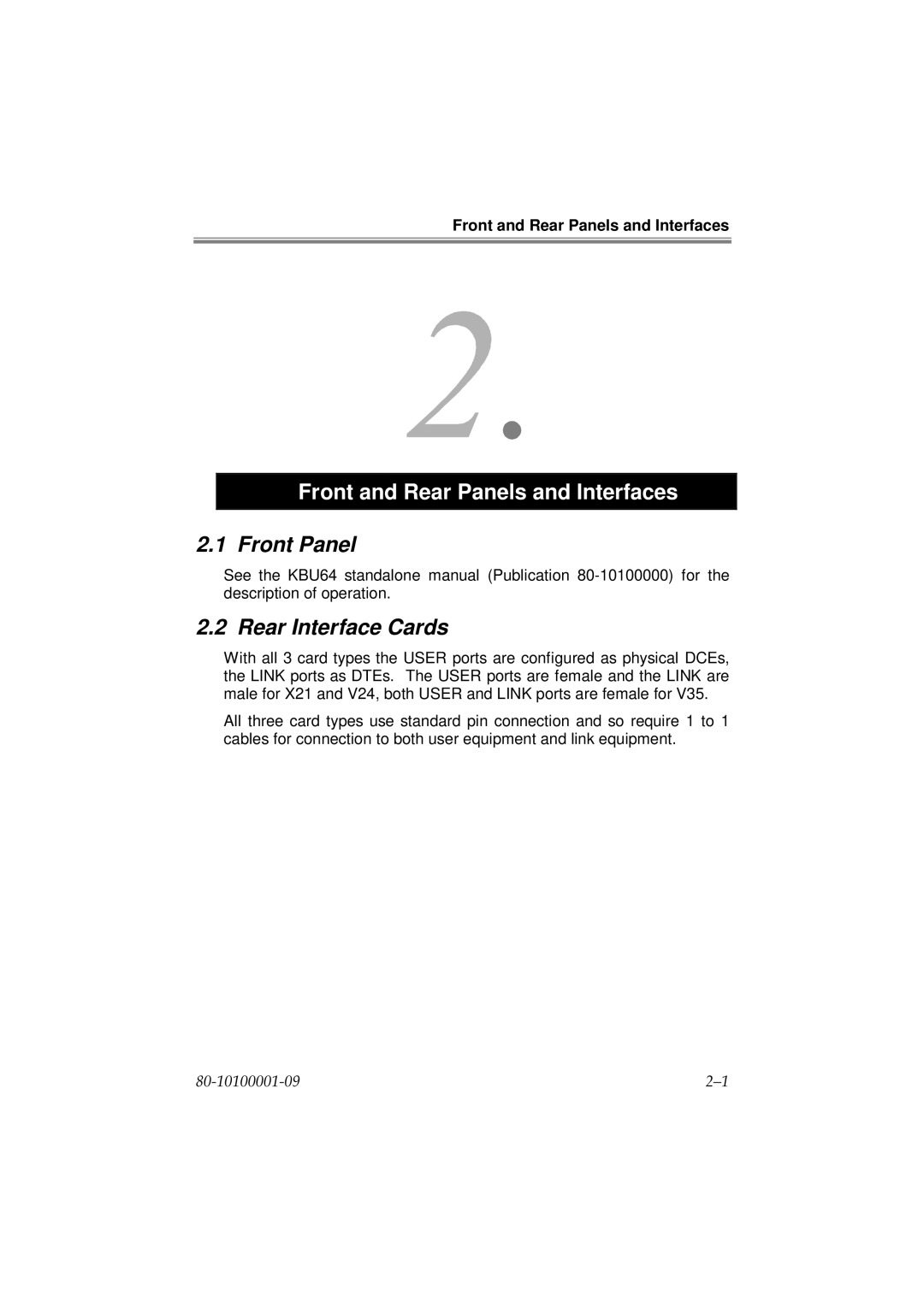 Cabletron Systems KBU64 Rackmount user manual Front Panel, Rear Interface Cards 