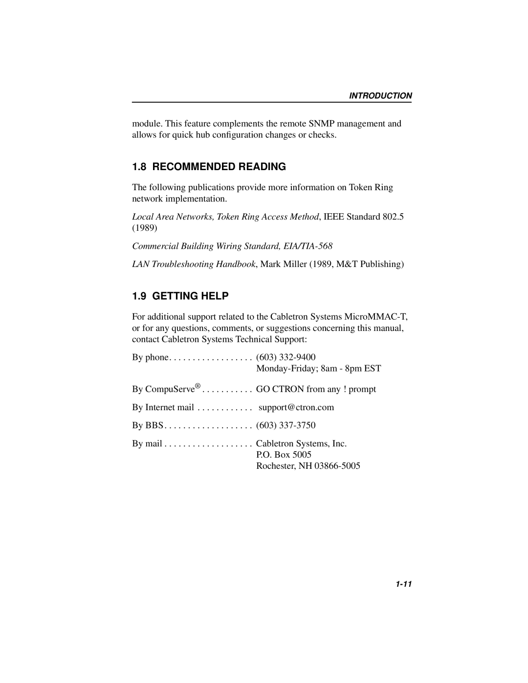 Cabletron Systems MICROMMAC-22T, 42T manual Recommended Reading, Getting Help 