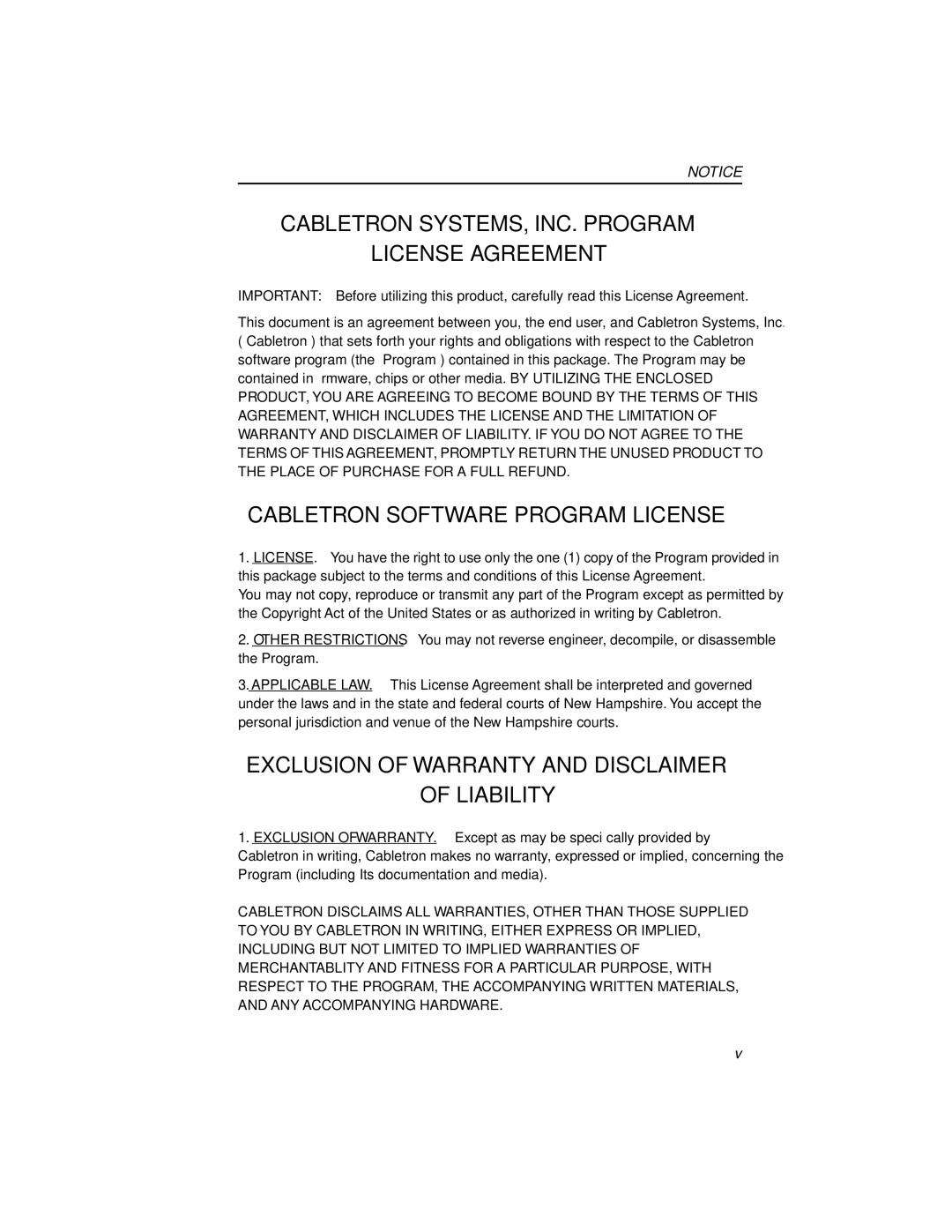 Cabletron Systems MICROMMAC-22T, 42T manual Cabletron SYSTEMS, INC. Program License Agreement 