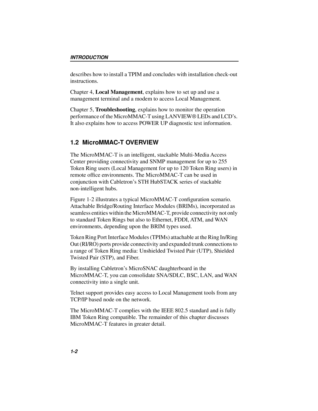 Cabletron Systems MICROMMAC-22T, 42T manual MicroMMAC-T OVERVIEW, Introduction 