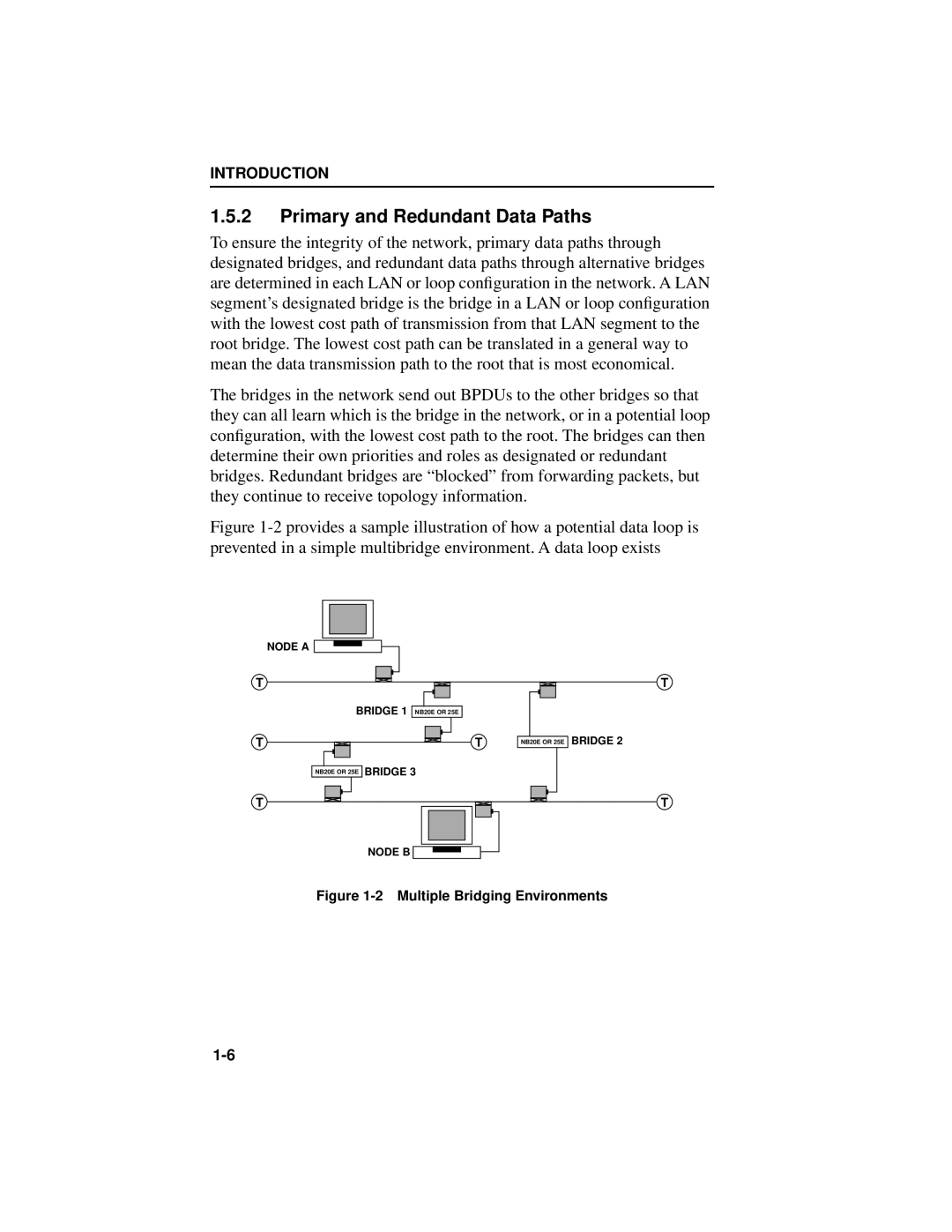 Cabletron Systems NB20E, NB25 E user manual Primary and Redundant Data Paths, Multiple Bridging Environments 