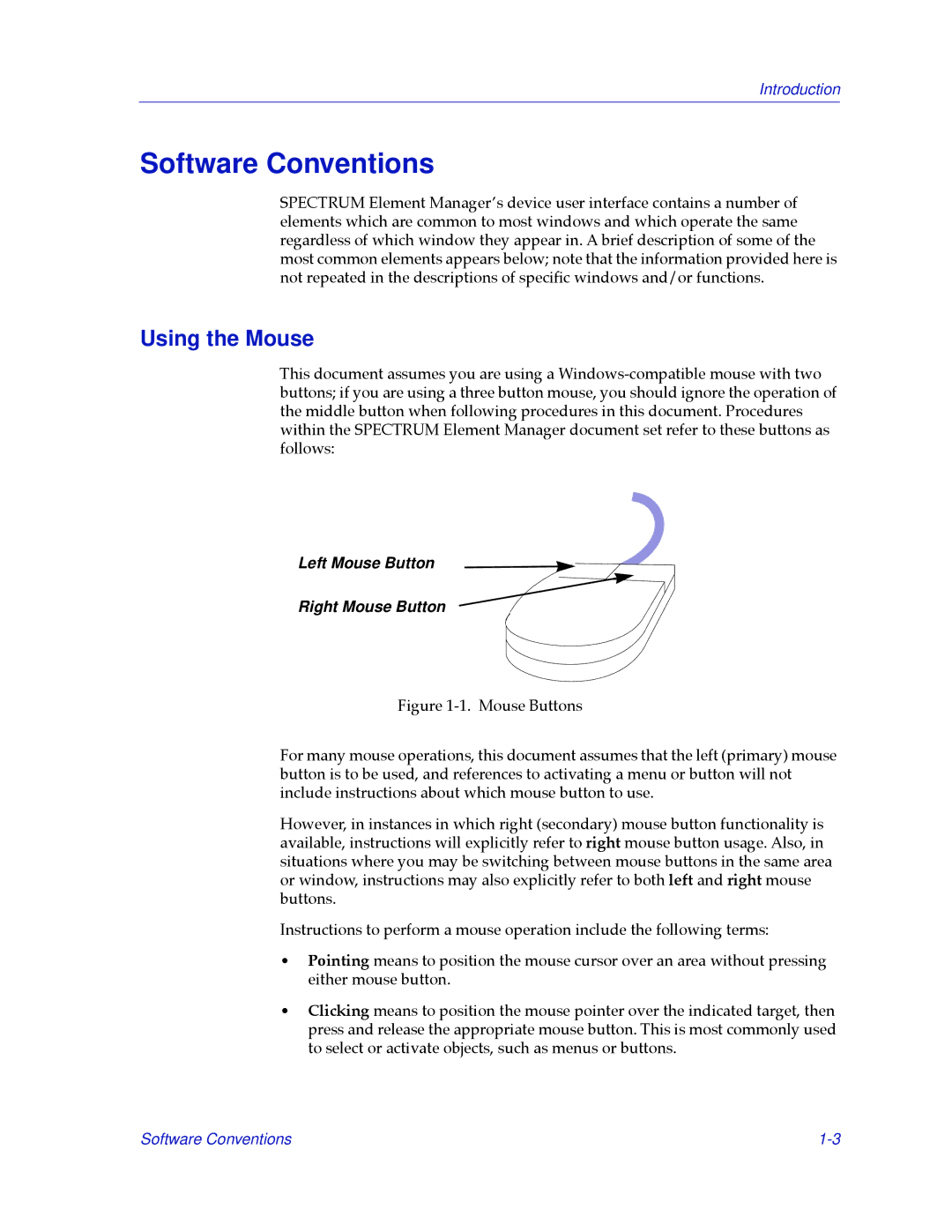 Cabletron Systems NB30 manual Software Conventions, Using the Mouse 