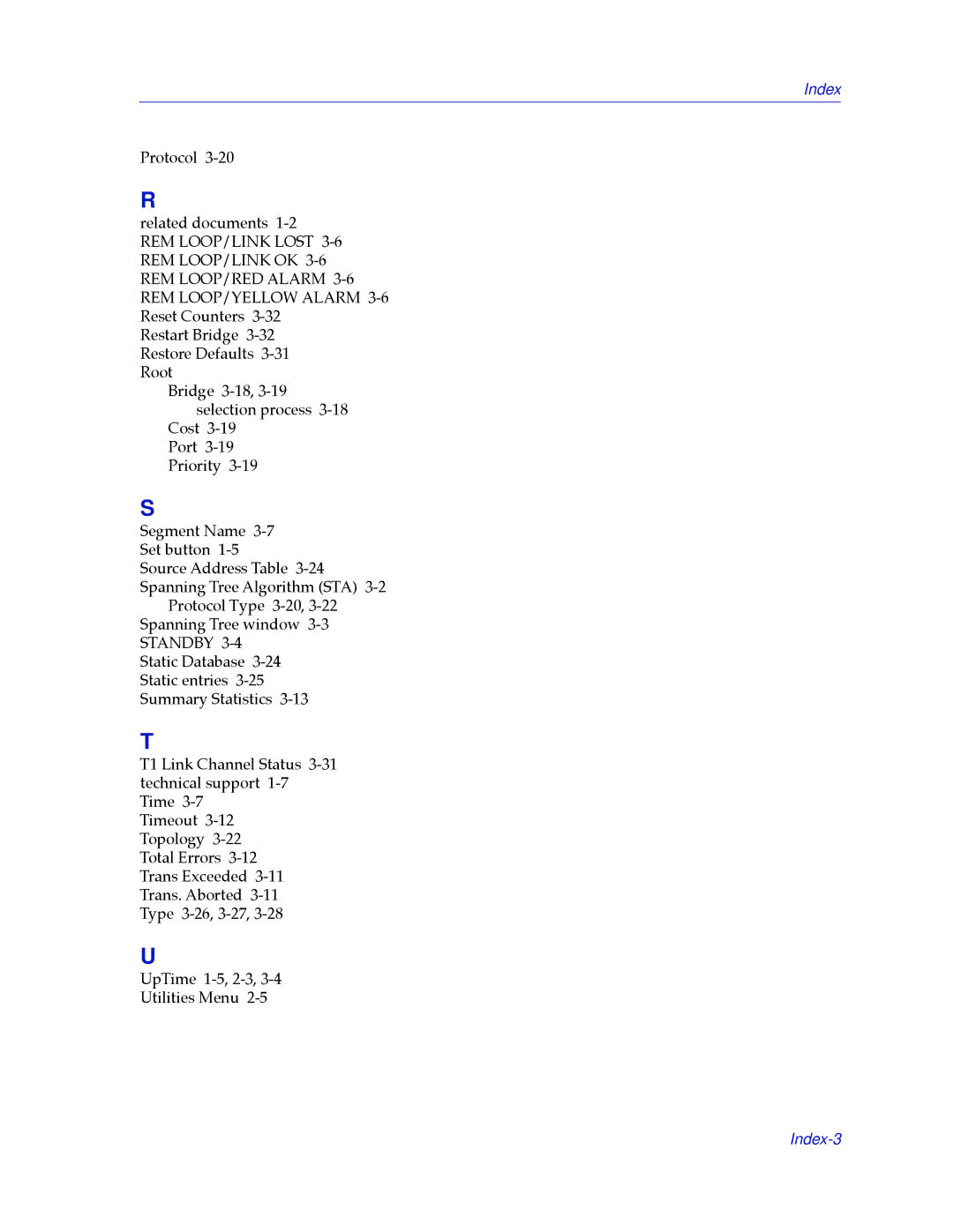 Cabletron Systems NB30 manual Index-3 