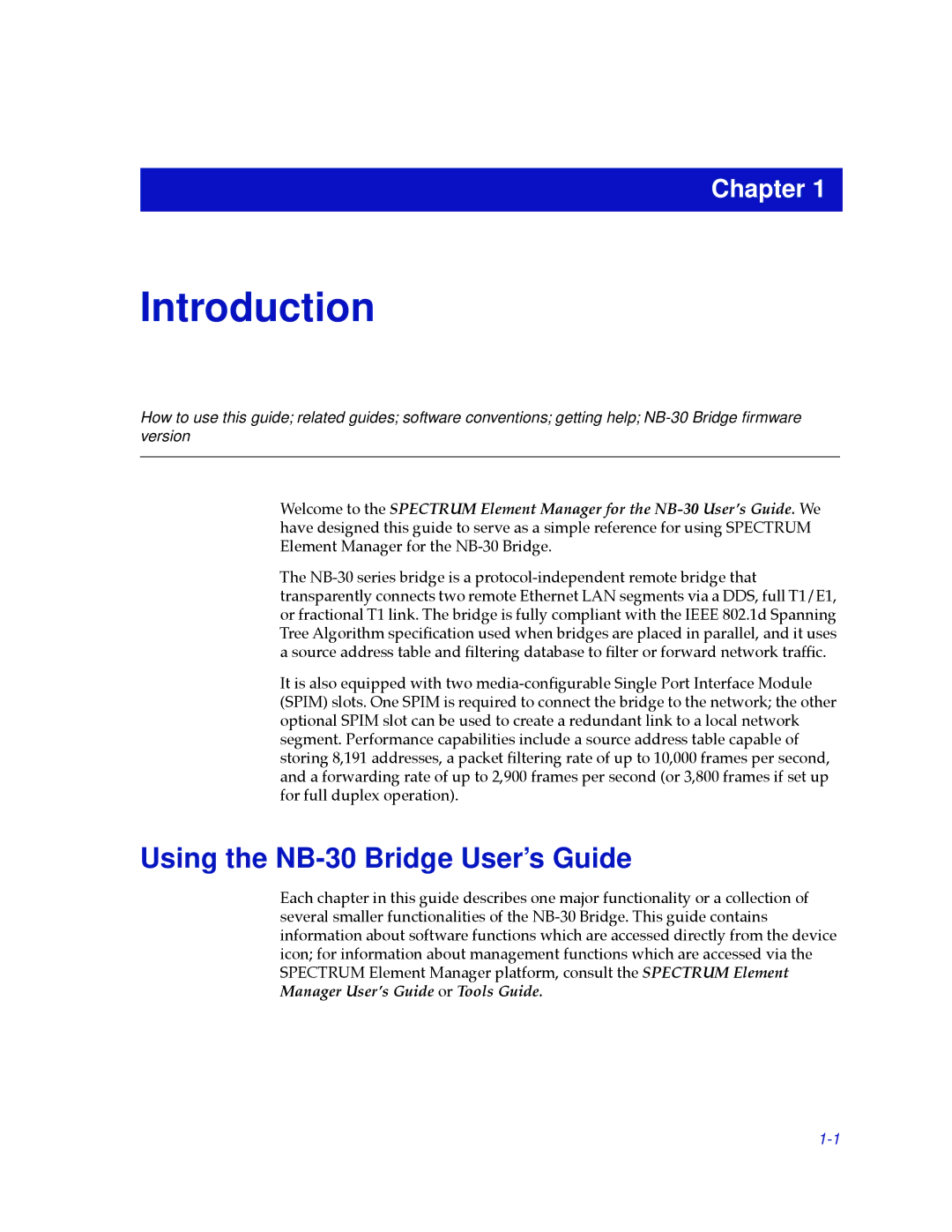 Cabletron Systems NB30 manual Introduction, Using the NB-30 Bridge User’s Guide 