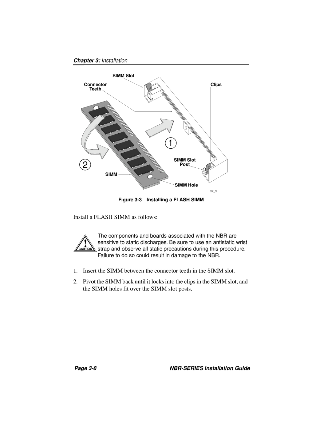 Cabletron Systems NBR-220, NBR-420, NBR-620 manual Install a Flash Simm as follows 