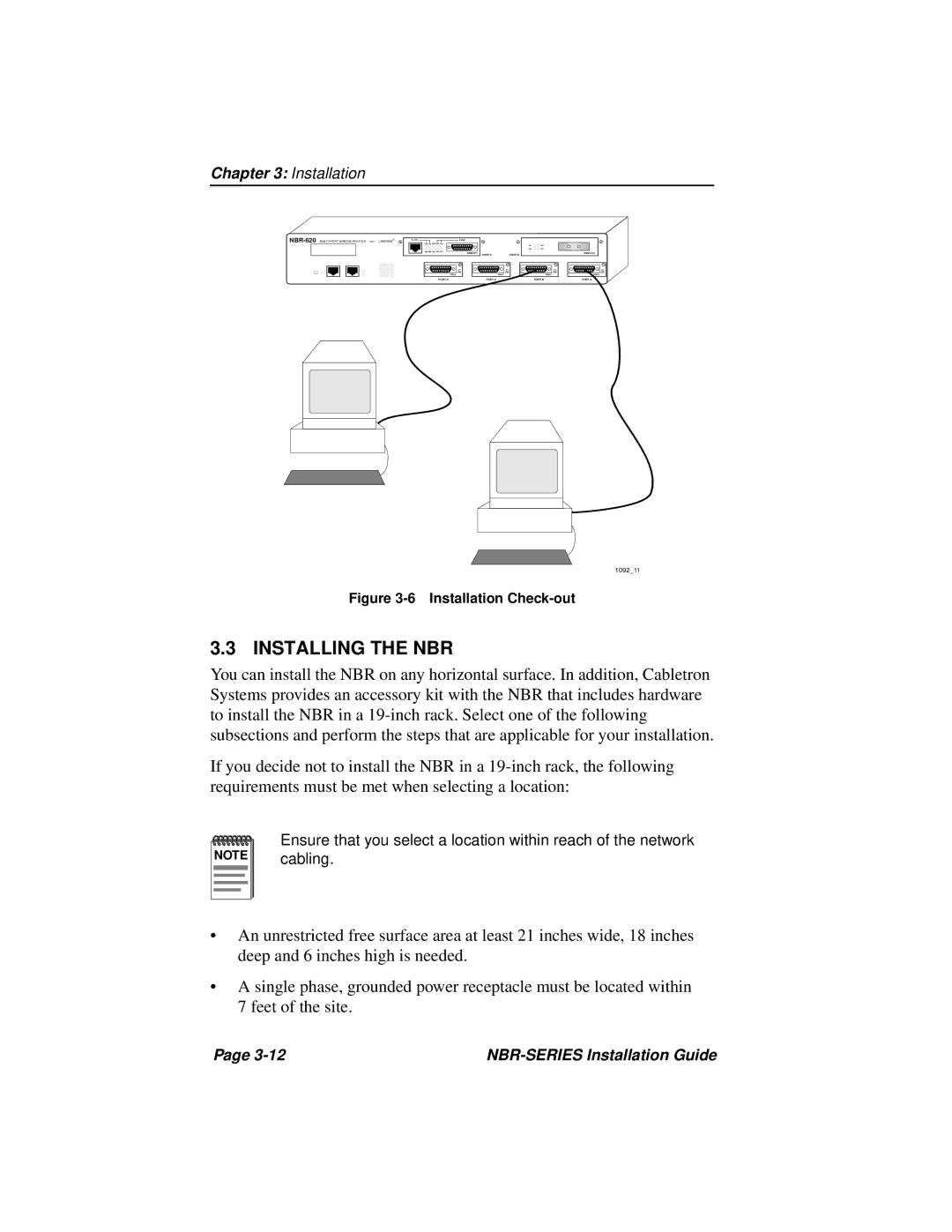 Cabletron Systems NBR-620, NBR-420, NBR-220 manual Installing the NBR, Installation Check-out 