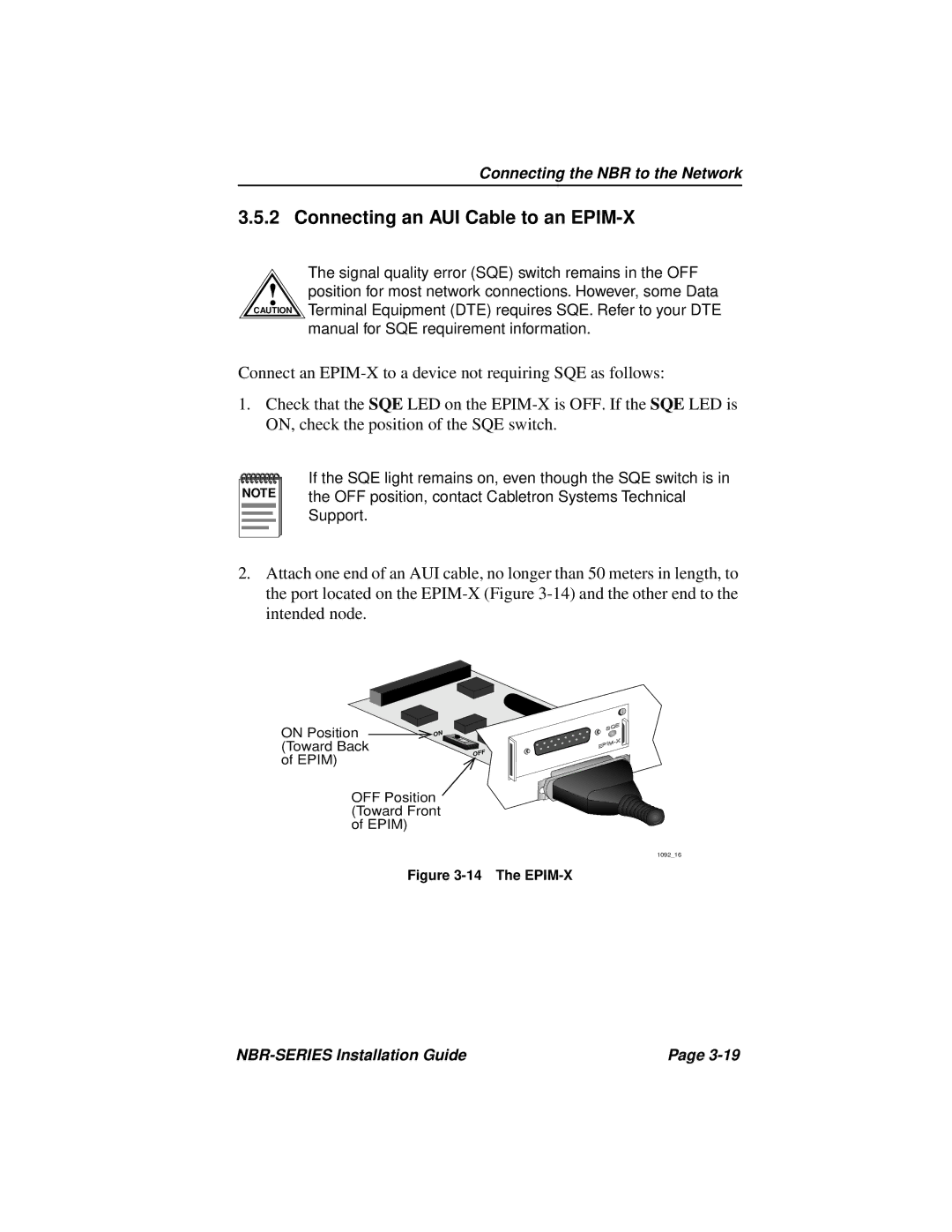 Cabletron Systems NBR-420, NBR-220, NBR-620 manual Connecting an AUI Cable to an EPIM-X, The EPIM-X 